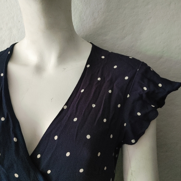 Rails "Brenna" navy polka dot wrap dress sz L - Picture 4 of 5